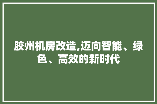 胶州机房改造,迈向智能、绿色、高效的新时代 建筑设计