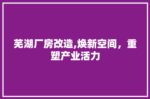 芜湖厂房改造,焕新空间，重塑产业活力