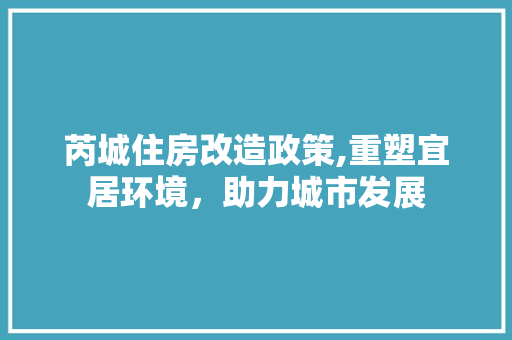 芮城住房改造政策,重塑宜居环境，助力城市发展