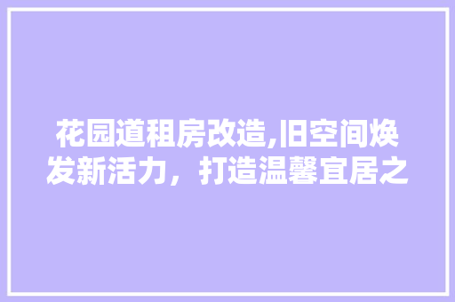 花园道租房改造,旧空间焕发新活力，打造温馨宜居之家