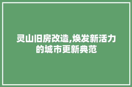 灵山旧房改造,焕发新活力的城市更新典范