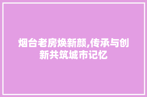 烟台老房焕新颜,传承与创新共筑城市记忆
