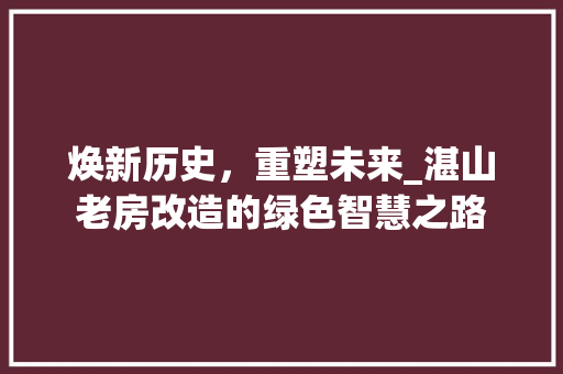 焕新历史，重塑未来_湛山老房改造的绿色智慧之路 装修攻略