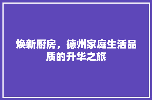 焕新厨房，德州家庭生活品质的升华之旅 门窗装修