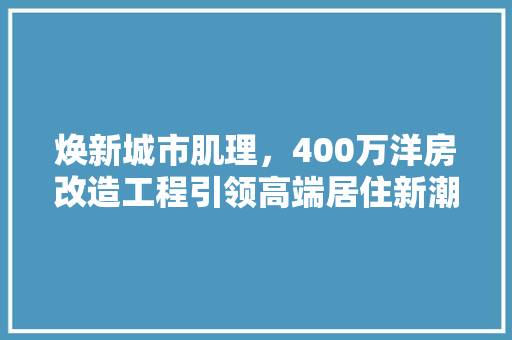 焕新城市肌理，400万洋房改造工程引领高端居住新潮流 地面装修