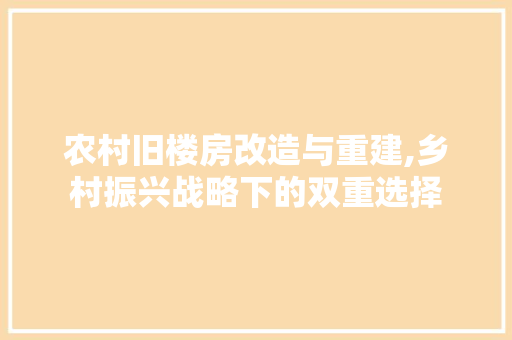 农村旧楼房改造与重建,乡村振兴战略下的双重选择