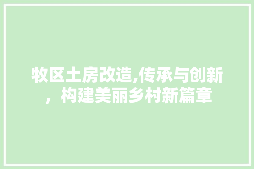 牧区土房改造,传承与创新，构建美丽乡村新篇章