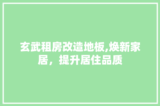 玄武租房改造地板,焕新家居，提升居住品质 景观设计