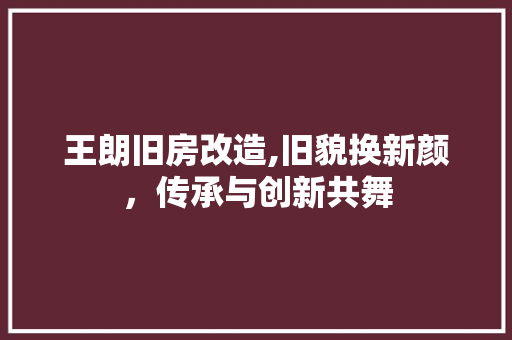 王朗旧房改造,旧貌换新颜，传承与创新共舞