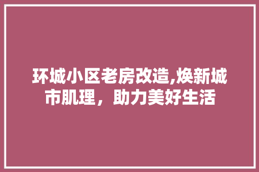 环城小区老房改造,焕新城市肌理，助力美好生活