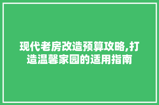现代老房改造预算攻略,打造温馨家园的适用指南