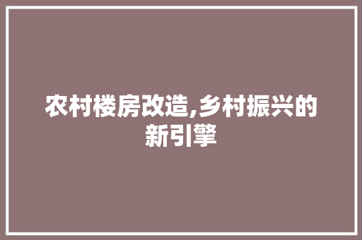 农村楼房改造,乡村振兴的新引擎