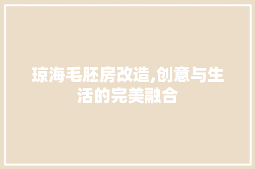 琼海毛胚房改造,创意与生活的完美融合