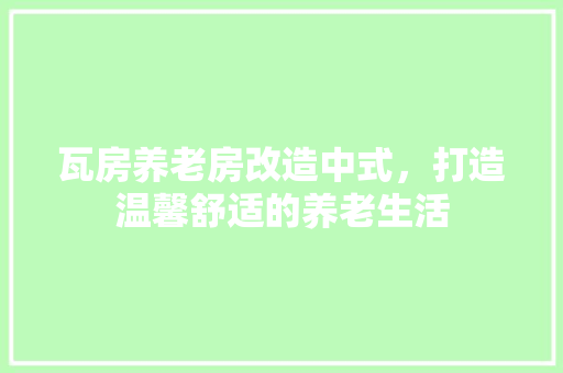 瓦房养老房改造中式，打造温馨舒适的养老生活