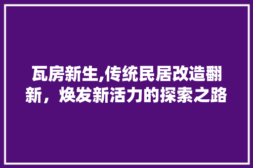 瓦房新生,传统民居改造翻新，焕发新活力的探索之路