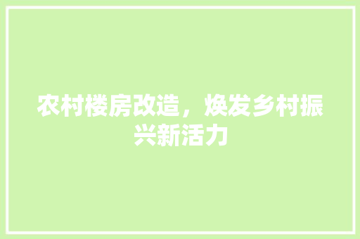 农村楼房改造，焕发乡村振兴新活力