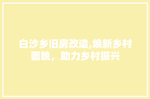 白沙乡旧房改造,焕新乡村面貌,助力乡村振兴 建筑设计 白沙乡旧房改造,焕新乡村面貌,助力乡村振兴 建筑设计