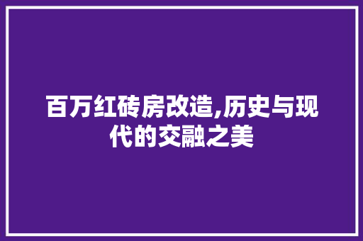 百万红砖房改造,历史与现代的交融之美 庭院装修
