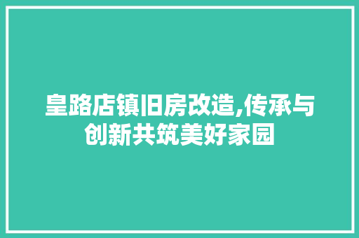 皇路店镇旧房改造,传承与创新共筑美好家园