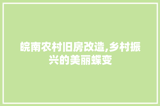 皖南农村旧房改造,乡村振兴的美丽蝶变