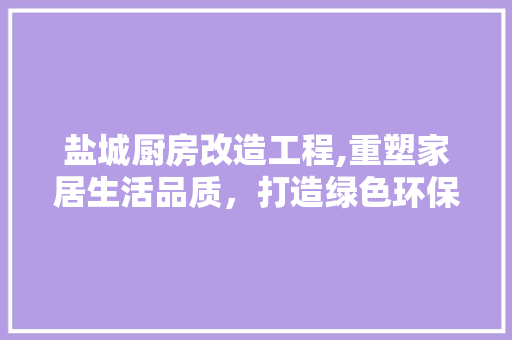 盐城厨房改造工程,重塑家居生活品质，打造绿色环保新空间 建筑设计