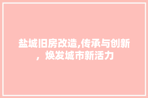 盐城旧房改造,传承与创新，焕发城市新活力 庭院装修