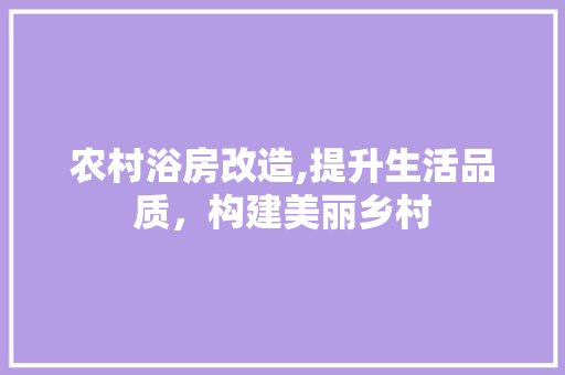 农村浴房改造,提升生活品质，构建美丽乡村
