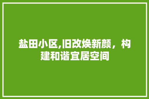盐田小区,旧改焕新颜，构建和谐宜居空间