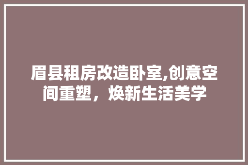 眉县租房改造卧室,创意空间重塑，焕新生活美学 装修攻略