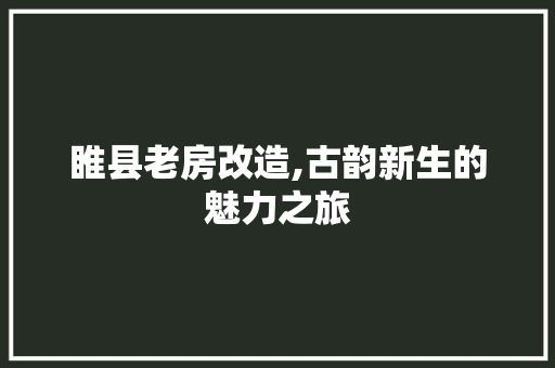 睢县老房改造,古韵新生的魅力之旅
