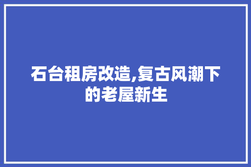 石台租房改造,复古风潮下的老屋新生