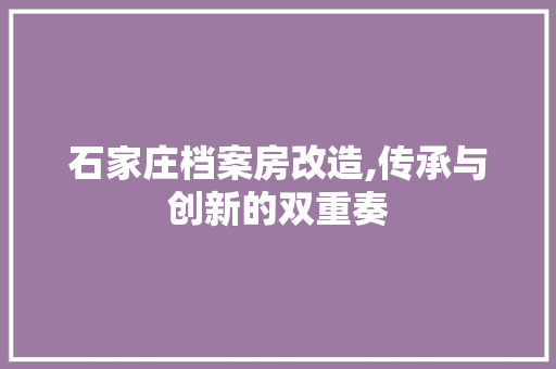石家庄档案房改造,传承与创新的双重奏
