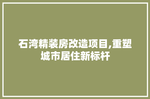 石湾精装房改造项目,重塑城市居住新标杆