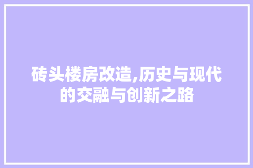 砖头楼房改造,历史与现代的交融与创新之路