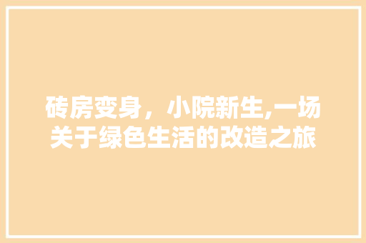 砖房变身，小院新生,一场关于绿色生活的改造之旅