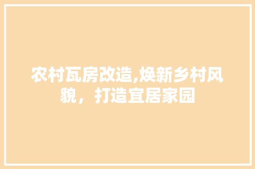 农村瓦房改造,焕新乡村风貌，打造宜居家园