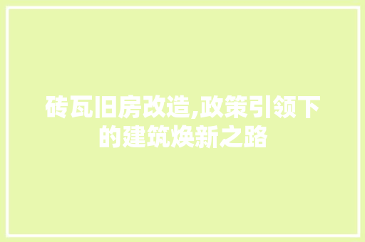 砖瓦旧房改造,政策引领下的建筑焕新之路