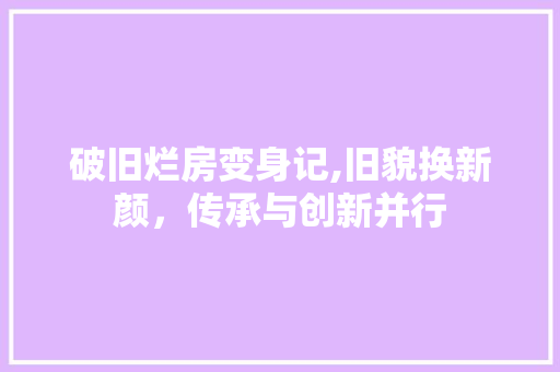 破旧烂房变身记,旧貌换新颜，传承与创新并行