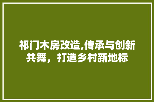 祁门木房改造,传承与创新共舞，打造乡村新地标