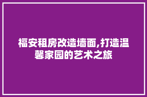 福安租房改造墙面,打造温馨家园的艺术之旅