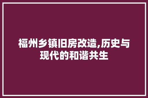 福州乡镇旧房改造,历史与现代的和谐共生