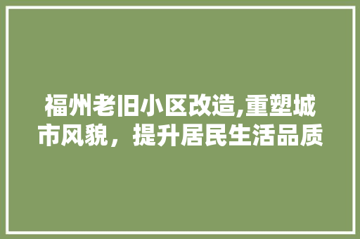 福州老旧小区改造,重塑城市风貌，提升居民生活品质