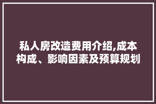 私人房改造费用介绍,成本构成、影响因素及预算规划
