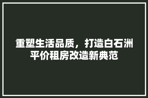 重塑生活品质，打造白石洲平价租房改造新典范