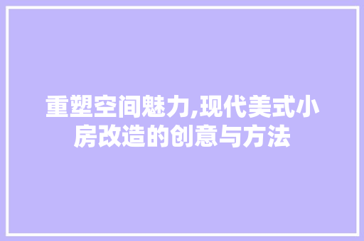 重塑空间魅力,现代美式小房改造的创意与方法
