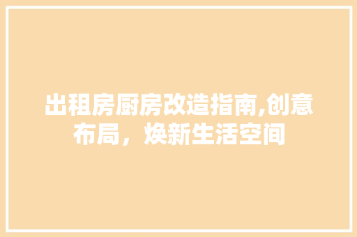 出租房厨房改造指南,创意布局，焕新生活空间