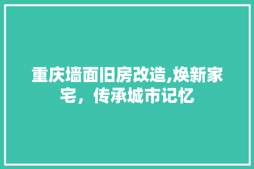 重庆墙面旧房改造,焕新家宅，传承城市记忆