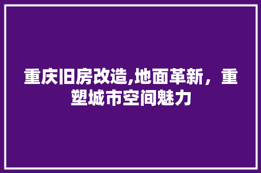 重庆旧房改造,地面革新，重塑城市空间魅力 装修攻略