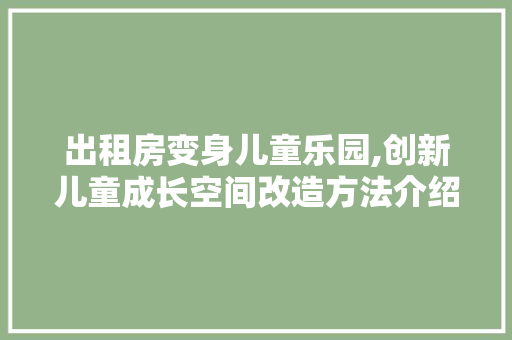 出租房变身儿童乐园,创新儿童成长空间改造方法介绍