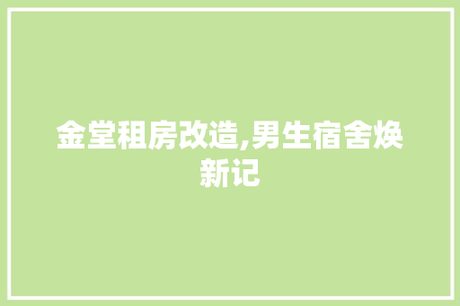 金堂租房改造,男生宿舍焕新记